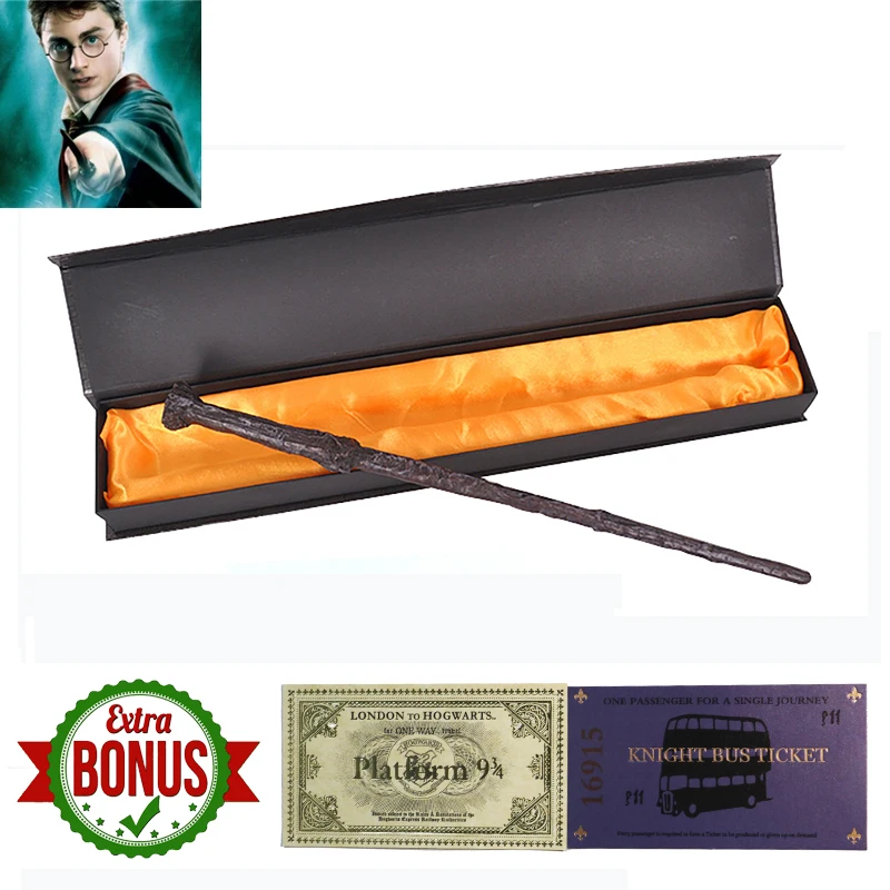 17 Kinds of Harri Potter Magic Wand with Box Voldemort Ron Hermione Dumbledore Luna Magic Wand Hogwarts Train Ticket