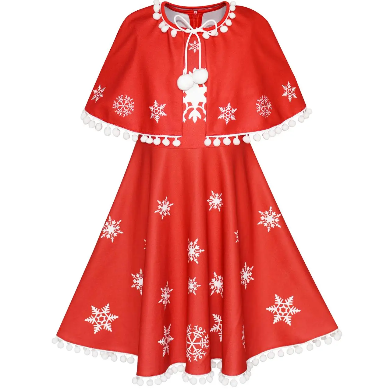 Sunny Fashion платья для девочек платье красный Плащ-плащ рождество Год День отдыха Вечеринка