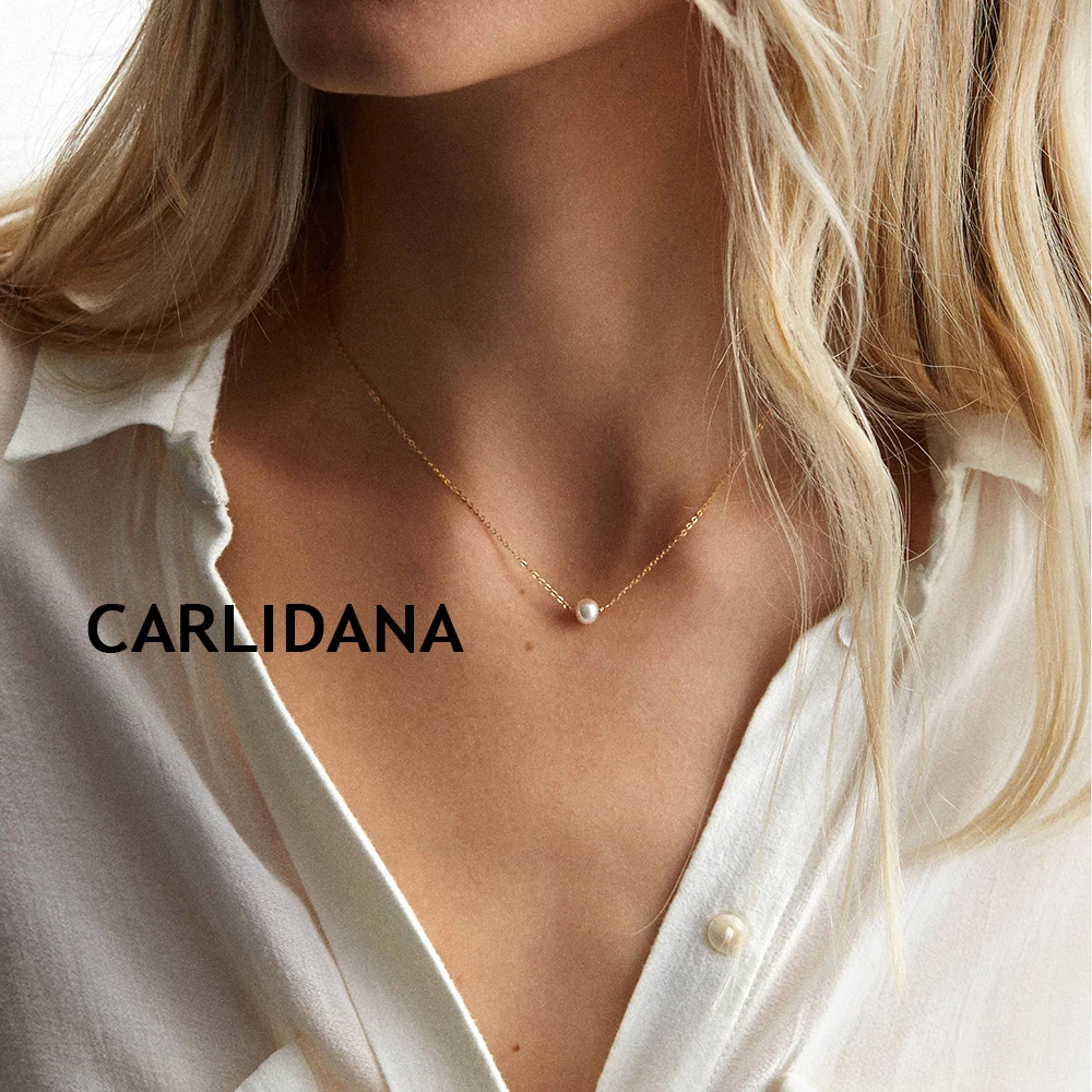

CARLIDANA Chic Simulated-pearl Pendant Necklace for women Choker Neklace women Stainless Steel Necklace Fashion Jewelry