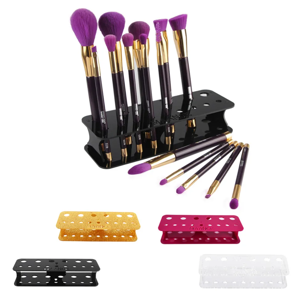 

New Arrival Make Up Brush Display Storage 15 Hole Square Makeup Brush Holder Stand Drying Rack Organizer Cosmetic Shelf Tool