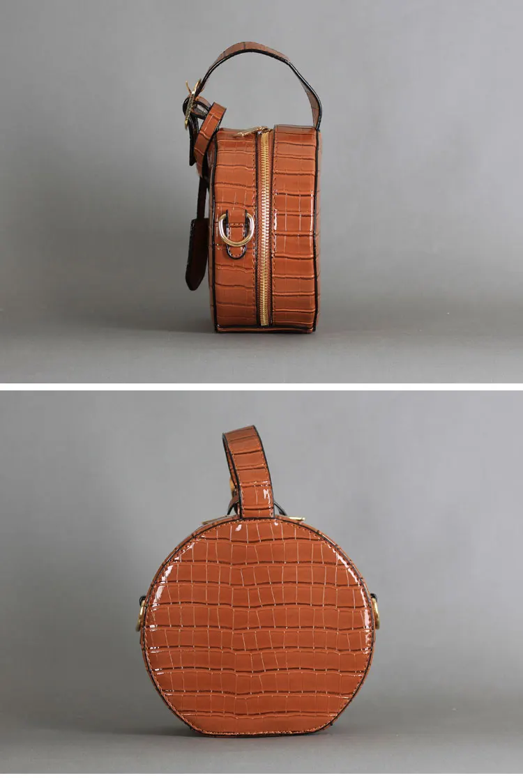 NIGEDU vintage Circular Women Handbags Famous Brand Crocodile Tote Bag  Alligator Ladies Chain Crossbody Bags PU Leather girls Messenger Bags (2)