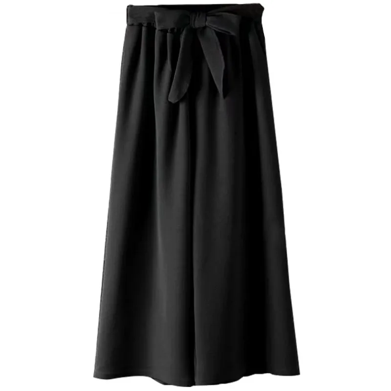 Хит, женские повседневные свободные широкие штаны, винтажные брюки с эластичной резинкой на талии, повседневные хлопковые одноцветные длинные штаны большого размера - Цвет: Черный