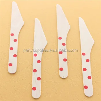 

Red Polka Dot Wooden Cutlery Wedding Decoration Wooden Knife