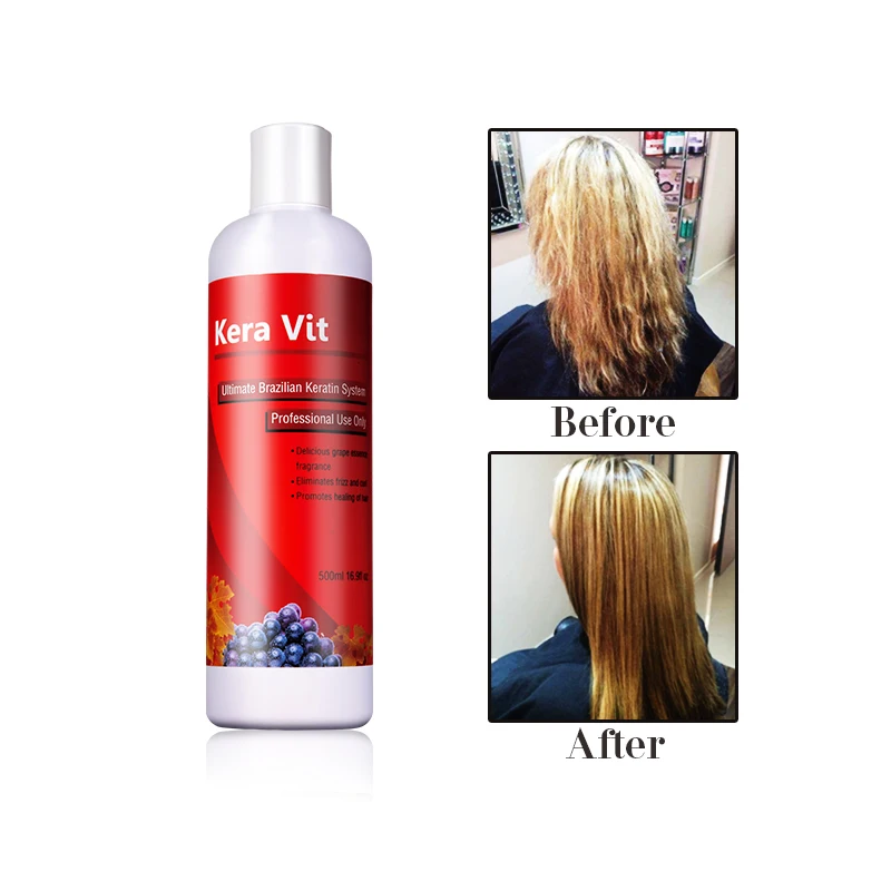 Kera Vit 500 мл, пахнущие виноградом бразильские кератиновые средства, 1.6%, для восстановления и выпрямления, поврежденные кудрявые волосы