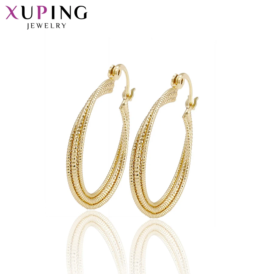 

Xuping Fashion Lovely Earring for Women Light Yellow Gold Color Plated Charm Style Hoop Earring Christmas Gift S63,1-93710