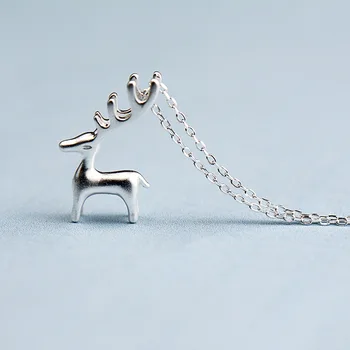 

Bohemian Vintage 925 Sterling Silver Deer Necklaces Pendants Long Chain Statement Necklace For Women Kolye Collares