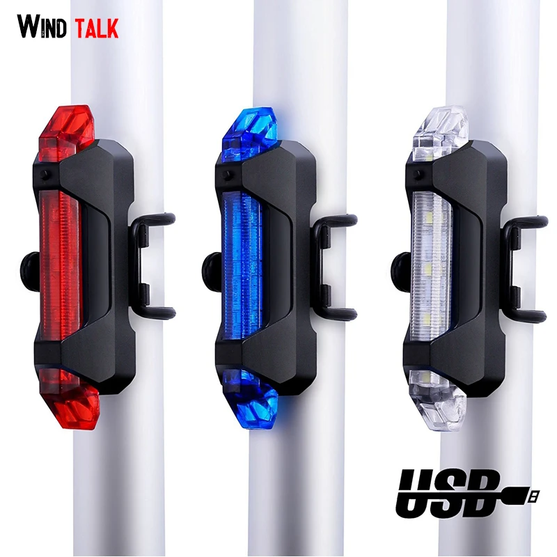 Wind Talk Waterproof USB Rechargeable Bicycle Tail Light 4 Modes Back Bike Flashing Safety Warning Lamp Bicycle Rear Light