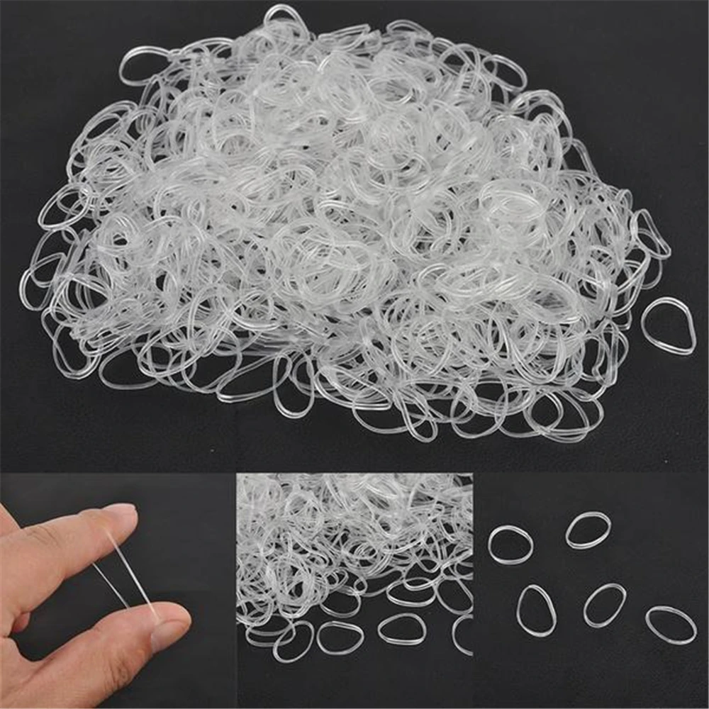 New 500pcs/pack Transparent Elastic Rubber Bands Gum Child Adult Hair Holders Tie Braids Hair Ring Ropes Hairstyle Accessories buckle free elastic belt no buckle stretch canvas waistband adult child adjustable invisible elastic belts jean pant accessories