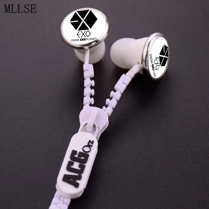 MLLSE Fashion EXO Zipper Earphone Wired Stereo In ear Earbud