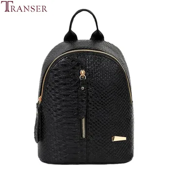 

Transer Women Backpacks Crocodile Pattern Leather Solid Color Schoolbags Travel Vintage Shoulder Bag A11 30