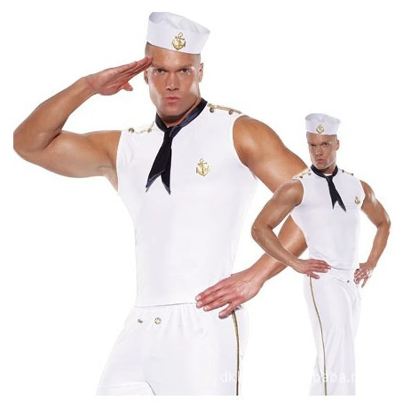 New Sex Costumes for Men Halloween Cosplay Costume White Men Sailor