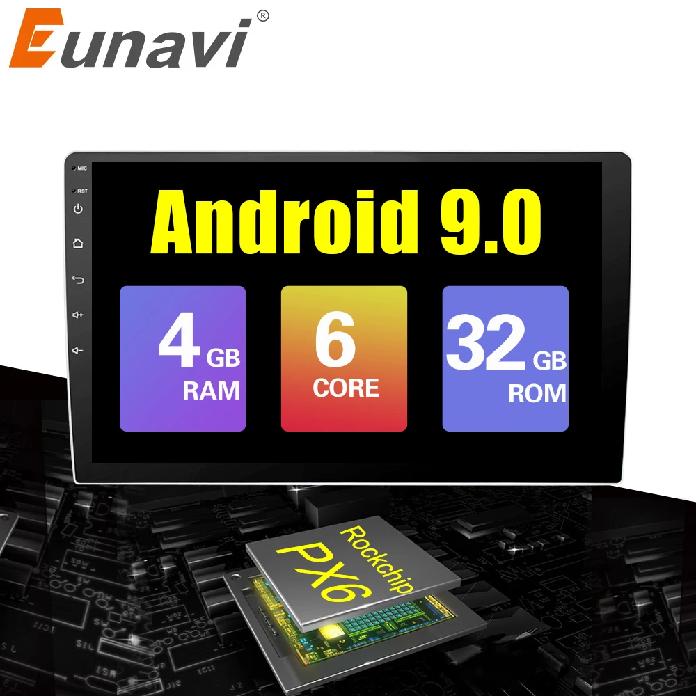 

Eunavi 9/10 inch Android 9.0 universal Car Radio Stereo 4G 64G RK3399 2 din android Car DVD Player GPS Navigation WIFI BT Audio