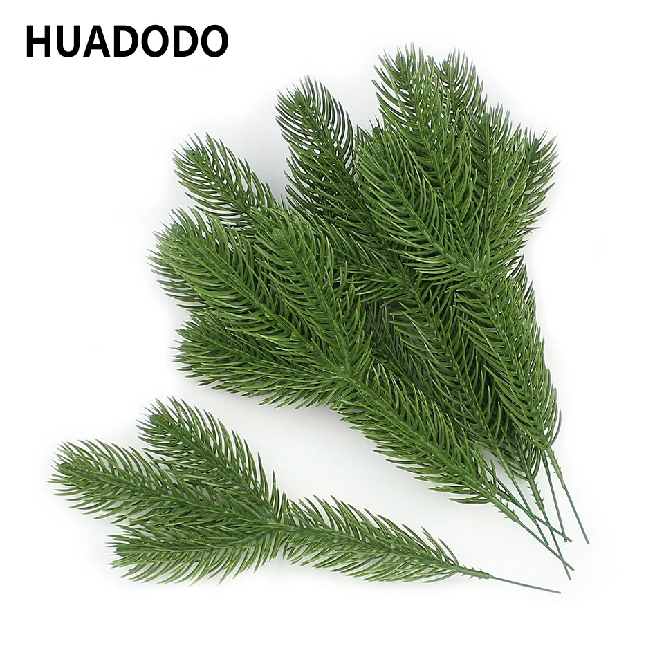 

HUADODO 10pieces Artificial Pine Branches Fake Plants Artificial flowers Christmas Tree for Xmas Tree Ornaments Decorations