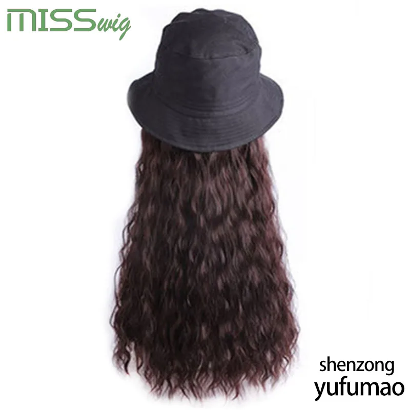 Miss wig кудрявый Кудрявый Длинный 22 дюймов натуральный черный колпачок волосы для наращивания шляпа шиньон синтетический термостойкий волос кусок - Цвет: P1B/613