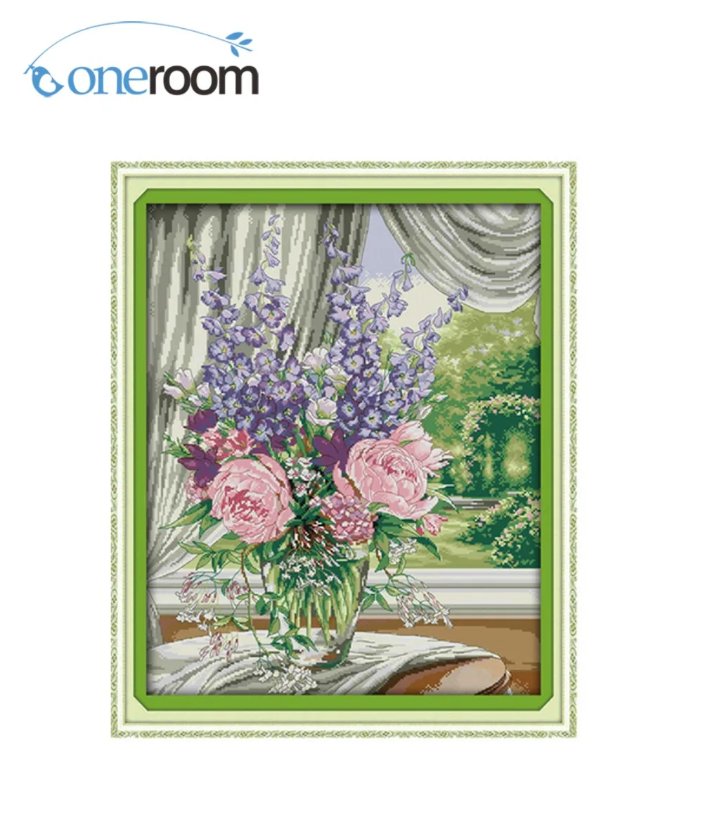 

Window Vase Cross Stitch 11CT 14CT Printed Cross Stitch Set Cross-stitch Kits Embroidery Dimensions 35257 Peonies H523
