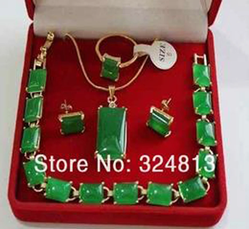

NEW Women's noble natural link bracelet Necklace earrings Ring AA154R