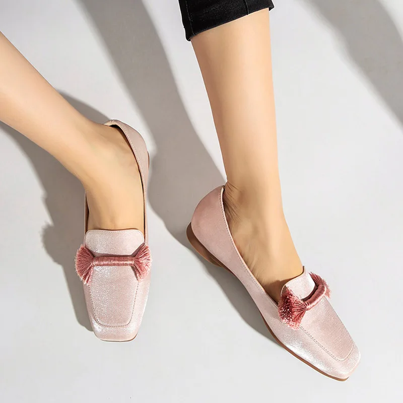 Gland Appartements Rétro Zapatos Bout Nouveau Noir Mocassins Femmes Mujer Sur Printemps Noir De Dames rose Chaussures Silp Rose r6wPxqO6E