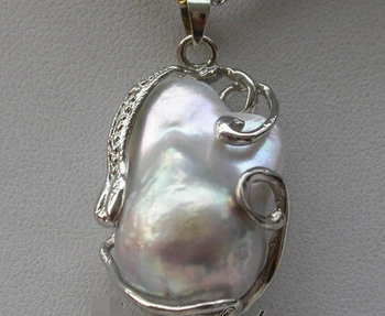 

ddh003809 Huge baroque lavender keshi reborn pearl chain pendant