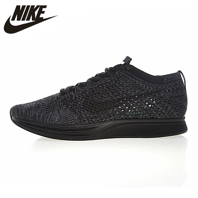 Nike Flyknit Racer Triple Men's Running Shoes ,Black White ,Sliding