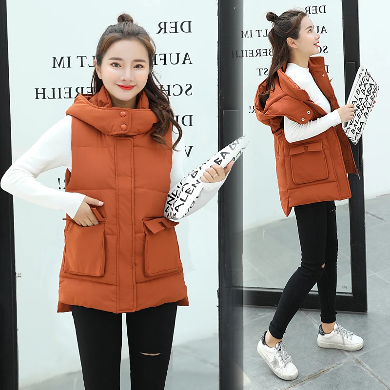 

Ladies high quality winter vest Coats Autumn Casual Hooded Vest Jackets New Fashion Outfits Women Cotton Jackets Free Shipping
