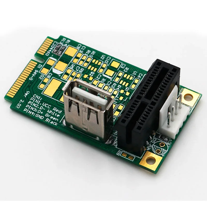 H1111Z Mini PCI-E для PCI Express 1X с usb-адаптером для карт питания 4-контактный вход поддержка передачи данных USB 2,0 до 480 Мбит/с