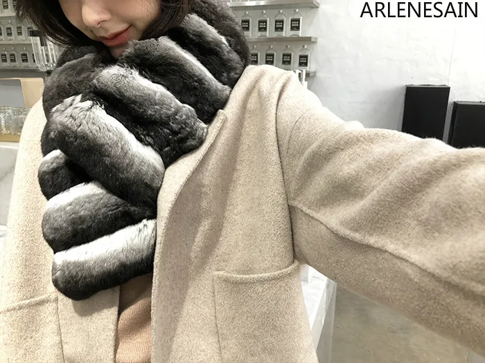 Arlenesain custom модный дизайн роскошный великолепный мех шиншиллы женский шарф 15*90 см - Color: Dark grey