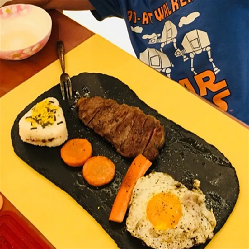 

Creative Natural Slate Irregular Dinner Plate Solid Stone Steak Dish Sushi Barbecue Cheese Pizza Fruit Flat Plate Food Tea Tray