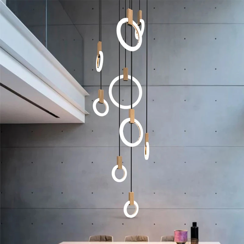 Modern LED chandelier nordic living room pendant lamp bedroom fixtures staircase lighting loft illumination long hanging lights