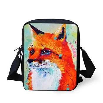 

THIKIN Cartoon Animals Fox Painting Women Messenger Bags Personalized Crossbody Bag for Kids Fashion Handbags Baby Mini Bags