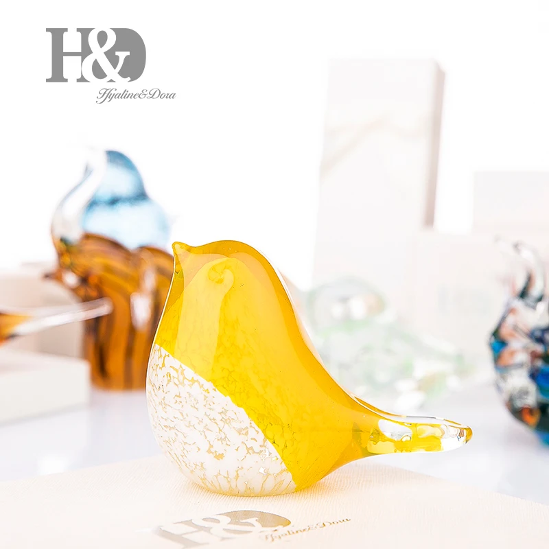 H&D 9 Styles Glass Blown Paperweight Bird Craft Unique Handmade Fancy Collectibles Gifts for Wedding Office Decor