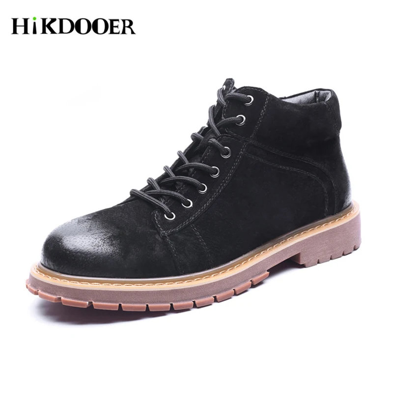 

New Arrival Men Leather Boots Round Toe Genuine Leather Shoes Lace-up Winter Shoes Top Quality bota masculina