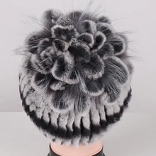 Женская зимняя шапка из натурального меха кролика Рекс, шапки из меха лисы, русские женские вязаные меховые головные уборы, брендовые новые теплые шапки