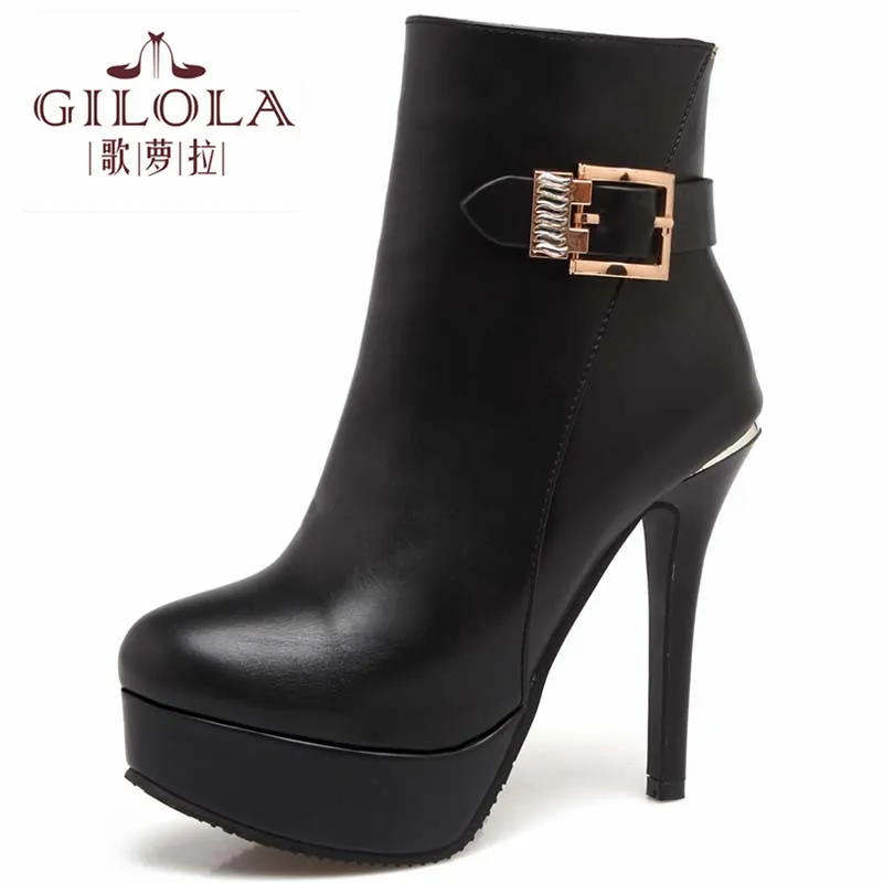 

GILOLA 12cm Super High Heels Women Boots Fashion Motorcycle Autumn Denim Platform Thin Heels Ankle Women Shoes Woman #Y0117769Q