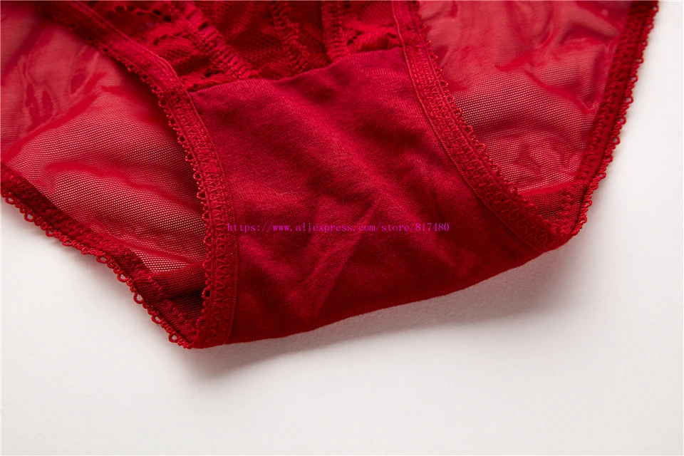 cheap underwear sets New Fashion lace cup red underwear luxury comfortable sexy padded bra panties set plus size cup ABCD plus size women bra french knickers set