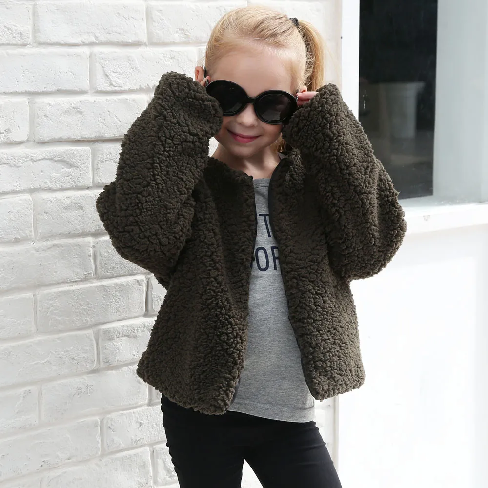 Girls jacket Kid Baby Girl Autumn Winter Faux Cashmere Coat Jacket