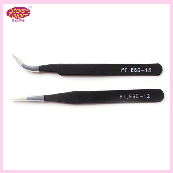 

For practice 2 pieces/lot Resists Corrosion Safe Anti-static eyelash Tweezers ANTI-acid Make Up Tools
