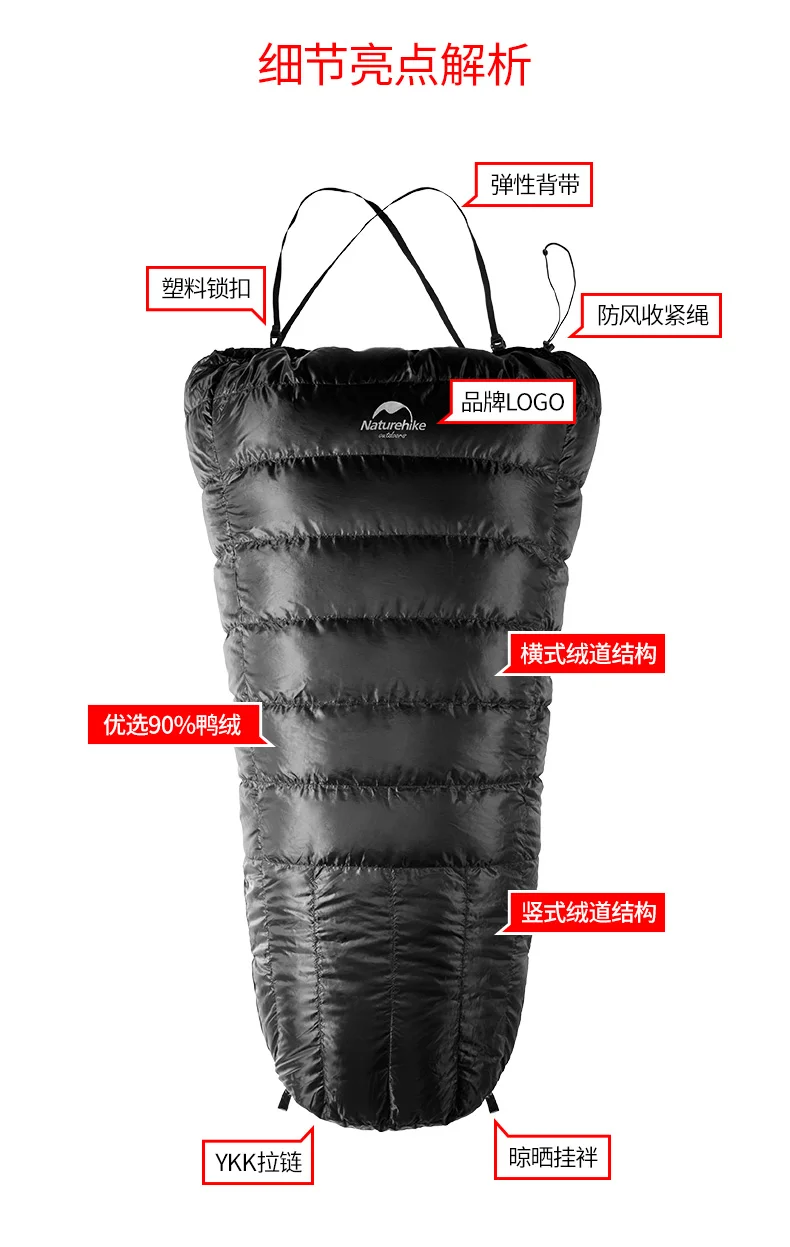 Naturehike открытый кемпинг Половина груди спальный мешок мини-утка вниз спальный мешок зимний взрослый ленивый мешок NH17S018-D