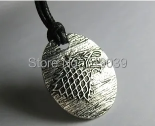 

20pcs/lot Wholesale Vintage Charm Game of Thrones Stark Pendant Necklace Ice Wolf necklace,original factory supply