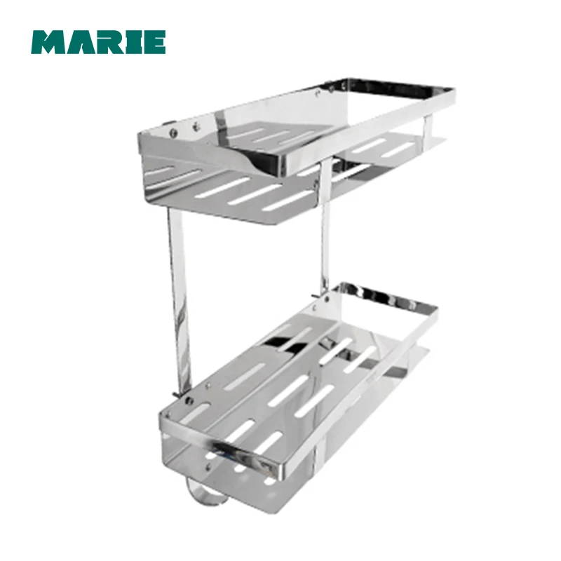 Wall Mounted Bathroom Stainless Steel Shelf Double Layer 30 Cm