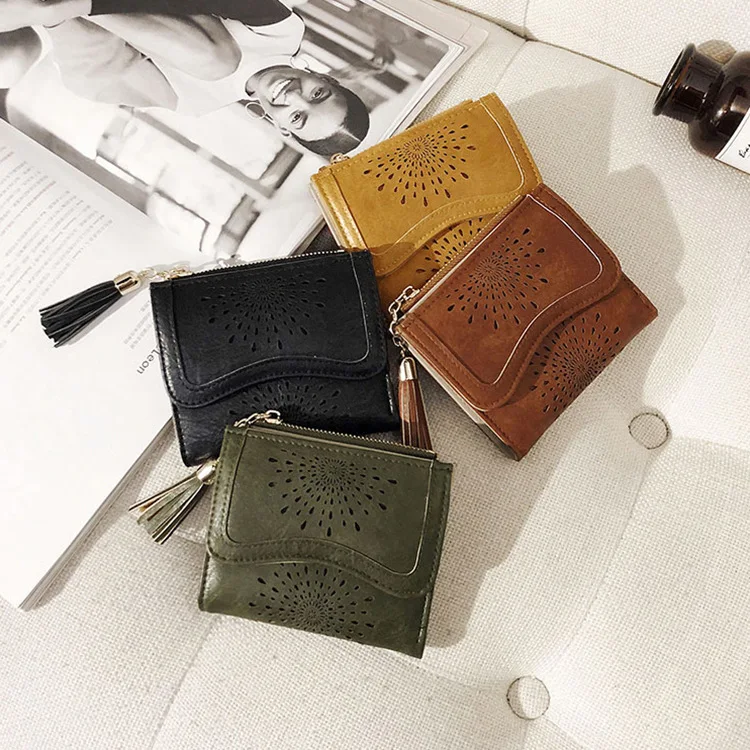 

PU Leather Wallet Women Mini Purse for Girl Short Wallet Retro Coin Pocket Credit Card Holder Handbag