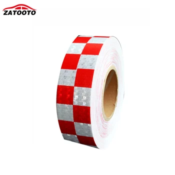

ZATOOTO 2"*164' wholesale Reflective Safety Warning Conspicuity Tape Film Sticker red white Grid self adhesive Warning Sticker