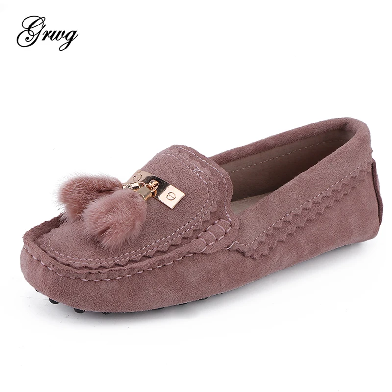 

GRWG 2019 New Arrival Casual Womens Shoes Genuine Cowhide Leather Women Loafers Moccasins Fashion Slip On Women Flats Shoes