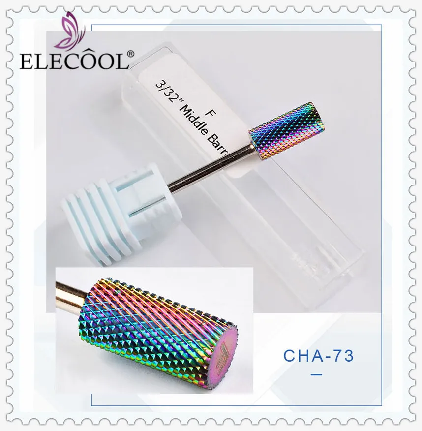 

ELECOOL Tungsten Carbide Milling Cutter for Manicure Rainbow Gold Color Grinding Head Nail Drill Bits Cutters for Pedicure