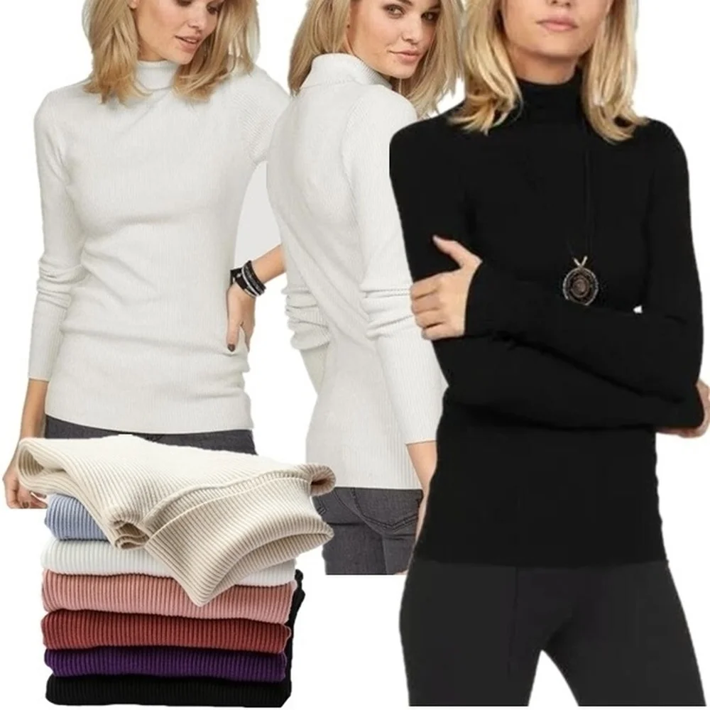 

ZOGAA 6 Color Autumn Winter Thick Turn-down Collar High Elasticity Casual Pullover Female Thick Turtleneck Knitted Women Sweater