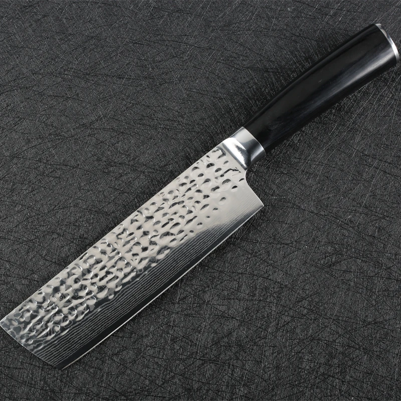 Дамасские кухонные ножи японские ножи накири 7cr17 нержавеющая сталь шеф-повара нарезки мясные овощные Кухонные нож для приготовления пищи