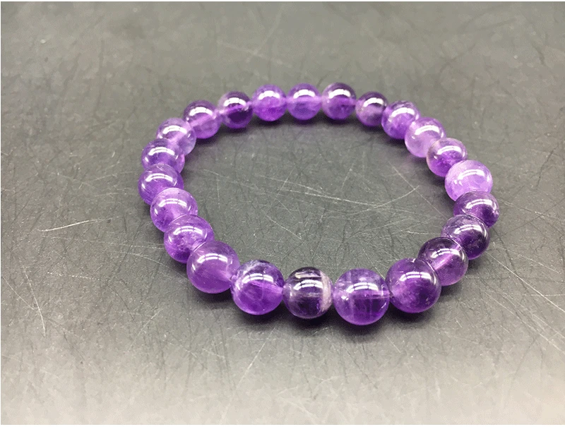 Трендовый натуральный камень пурпурные аметисты кристаллы браслет Винтаж Шарм Круглый бисер браслеты ювелирные изделия для Для женщин друг подарок