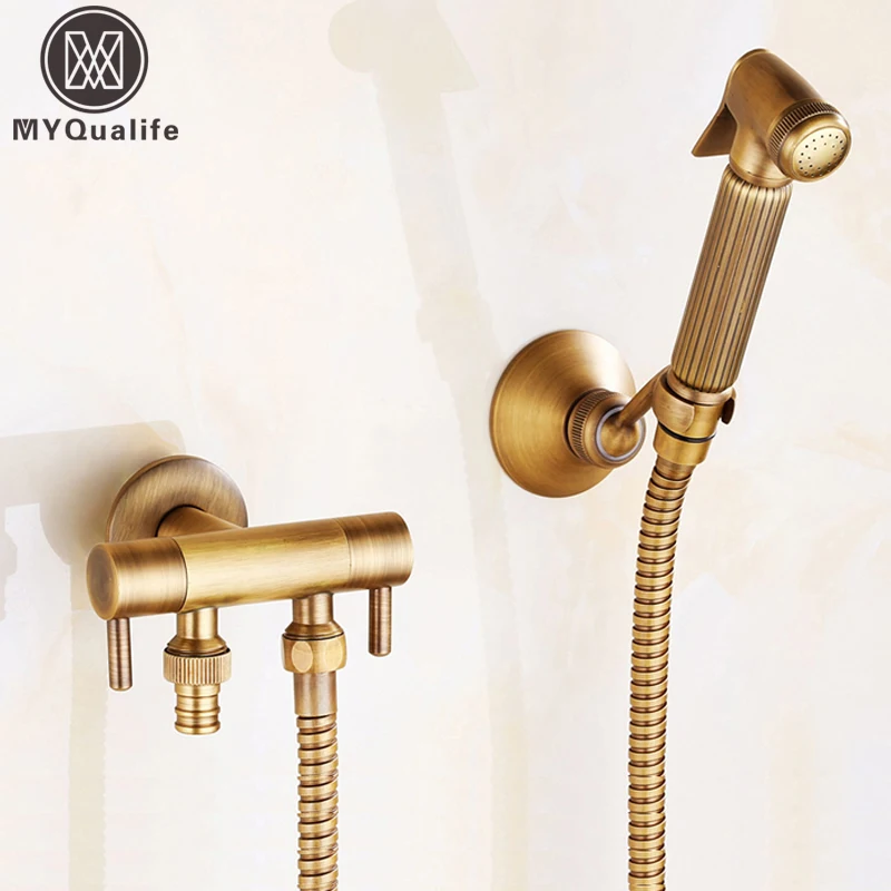 Antique Brass Wall Mounted Bidet Sprayer Head Toliet Bidet Hand Held Portable Bidet Sprayer Shattaf Toilet Shower Spray Set Antique Brass Wall Mounted Bidet Sprayer Head Toliet Bidet Hand Held Portable Bidet Sprayer Shattaf Toilet Shower Spray Set