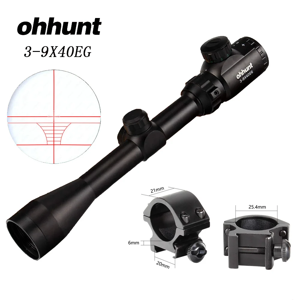 Ohhunt прицел пневматической винтовки 3-9X40E красный зеленый прибор ночного видения для освещения охотничий арбалет прицел. 177. 22 Калибр пневматическое оружие - Цвет: 25.4mm-Picatinny-CDK