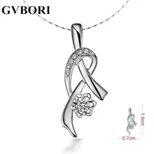 GVBORI 18 K золото настоящий бриллиант Кулон 925 стерлингового серебра цепь ожерелье белый подарок