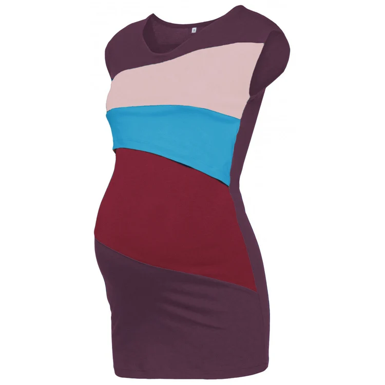 Новая модная летняя Беременность одежда для кормящих матерей расцветки с молокоотсос Для женщин жилет Модные Топы Большие размеры, S-3XL - Цвет: Wine Red